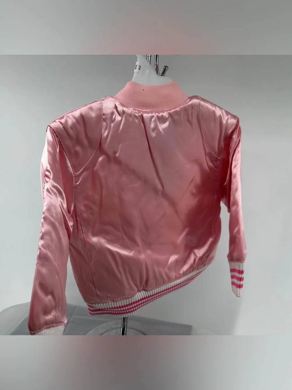 NWT Adidas U CAL BERK pink satin heart letterman jacket